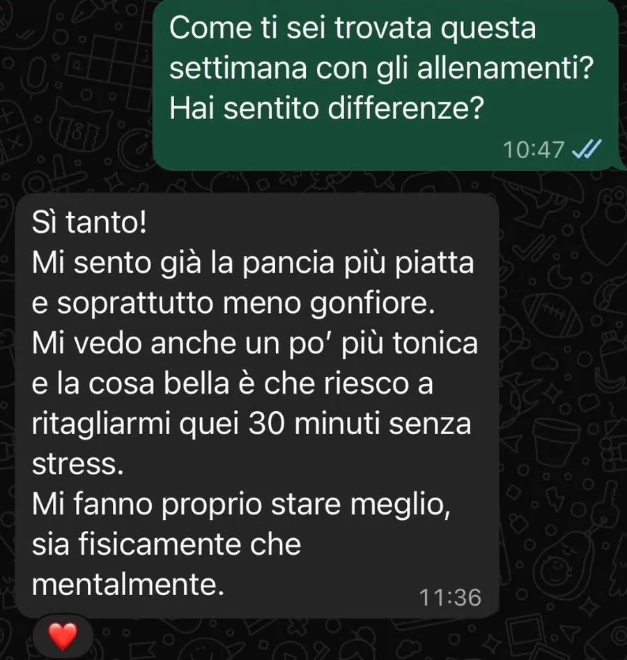 Messaggio WhatsApp di una cliente ActiveMama