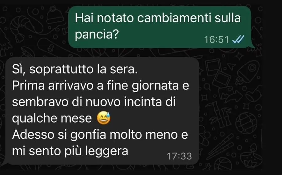 Messaggio WhatsApp di una cliente ActiveMama